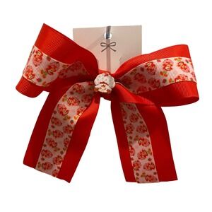 Strawberry Shortcake Red Grosgrain Hair Bow Alligator Clip Kids Boutique 5 inch